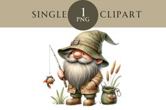 Fishing Gnome Clipart PNG Single Image Product Image 1