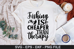 Fishing SVG Design - fishing is cheaper than therapy Product Image 4