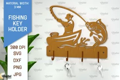 Fishing Key Holder Laser Cut. Fishing Design SVG Product Image 1