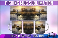 Fishing Mug Sublimation | 11 oz 15 oz Mug | Fishing PNG Product Image 1