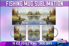 Fishing Mug Sublimation | 11 oz 15 oz Mug | Fishing PNG Product Image 1