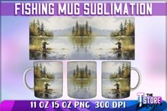 Fishing Mug Sublimation | 11 oz 15 oz Mug | Fishing PNG Product Image 1