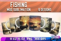 Fishing Mug Wrap Sublimation |15 oz Mug | Fishing PNG v.1 Product Image 1