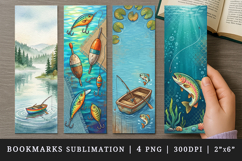 Fishing bookmarks printable sublimation bookmark design Product Image 1