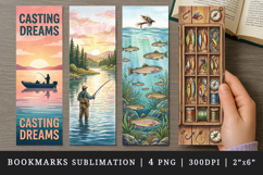 Fishing bookmarks printable sublimation bookmark design Product Image 1
