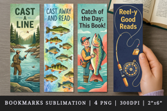Fishing bookmarks printable sublimation bookmark design Product Image 1