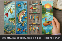 Fishing bookmarks printable sublimation bookmark design Product Image 1