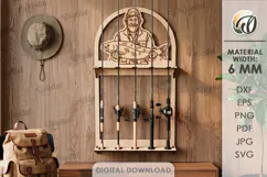 3D Fishing rod rack Laser Cut. Fisherman gift SVG Product Image 1