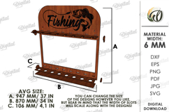 3D Fishing rod rack Laser Cut. Fisherman gift SVG Product Image 2
