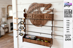 Fishing Rod Rack Laser Cut | Father's Day | Wall Decor SVG Product Image 1