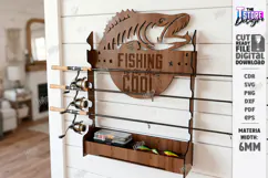 Fishing Rod Rack Laser Cut | Father's Day | Wall Decor SVG Product Image 1