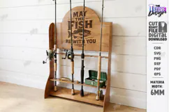 Fishing Rod Rack Laser Cut | Father's Day | Rack Stand SVG Product Image 1