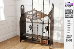 Fishing Rod Rack Laser Cut | Father's Day | Rack Stand SVG Product Image 1