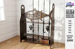 Fishing Rod Rack Laser Cut | Father's Day | Rack Stand SVG Product Image 1
