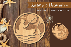 Fishing Round Lasercut Decoration Product Image 1