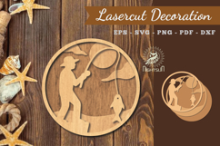 Fishing Round Lasercut Decoration Product Image 1