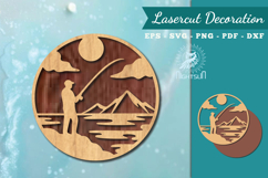 Fishing Round Lasercut Wall Decor SVG Product Image 1