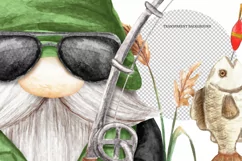 Watercolor Fishing Gnome Png clipart , digital clipart Product Image 3