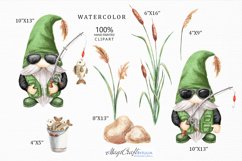 Watercolor Fishing Gnomes Png clipart, digital clipart Product Image 2