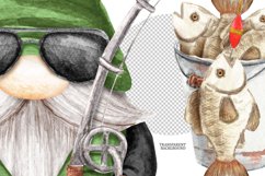 Watercolor Fishing Gnomes Png clipart, digital clipart Product Image 4