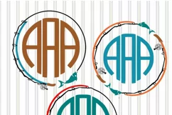 Fishing Rods Svg | Fishing Pole Monogram Frames Svg Product Image 3