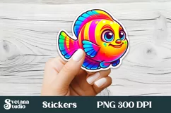 Tropical fish stickers PNG | Cute animal sticker printable Product Image 2