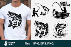 Fish SVG design | Fishing SVG | Fish silhouette SVG Product Image 1