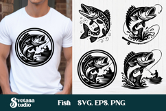 Fish SVG design | Fishing SVG | Fish silhouette SVG Product Image 1