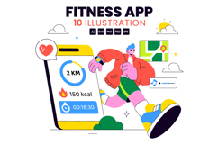 10 Fitness App Vector Illustration Product Image 1