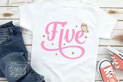 5th Birthday Girl Butterfly SVG - Five 5 Birthday Girl PNG Product Image 2