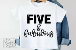 Five Fabulous SVG 5th Birthday Girl PNG - Five 5 Birthday Product Image 1