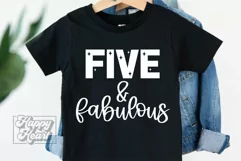 Five Fabulous SVG 5th Birthday Girl PNG - Five 5 Birthday Product Image 3