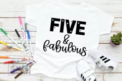 Five Fabulous SVG 5th Birthday Girl PNG - Five 5 Birthday Product Image 2