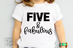 Five Fabulous SVG 5th Birthday Girl PNG - Five 5 Birthday Product Image 4