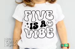 Five Is A Vibe SVG - 5th Birthday Retro - Birthday Girl PNG Product Image 1