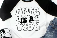 Five Is A Vibe SVG - 5th Birthday Retro - Birthday Girl PNG Product Image 2