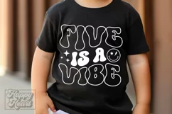 Five Is A Vibe SVG - 5th Birthday Retro - Birthday Girl PNG Product Image 3