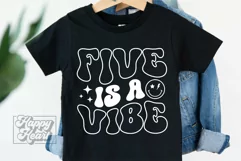Five Is A Vibe SVG - 5th Birthday Retro - Birthday Girl PNG Product Image 4