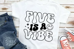 Five Is A Vibe SVG - 5th Birthday Retro - Birthday Girl PNG Product Image 6