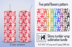 Five petal flowers pattern skinny tumbler wrap sublimation Product Image 1