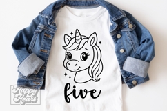 Five Birthday Unicorn SVG - 5th Birthday Unicorn Shirt PNG Product Image 1