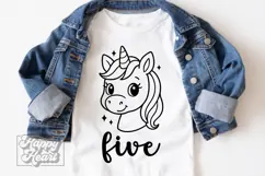 Five Birthday Unicorn SVG - 5th Birthday Unicorn Shirt PNG Product Image 1