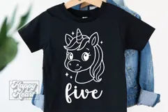Five Birthday Unicorn SVG - 5th Birthday Unicorn Shirt PNG Product Image 4