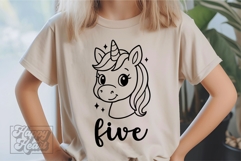 Five Birthday Unicorn SVG - 5th Birthday Unicorn Shirt PNG Product Image 3