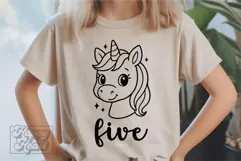 Five Birthday Unicorn SVG - 5th Birthday Unicorn Shirt PNG Product Image 3