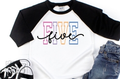 Five Birthday Girl SVG - 5th Birthday Girl Varsity Font PNG Product Image 2