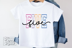 Five Birthday Girl SVG - 5th Birthday Girl Varsity Font PNG Product Image 4