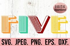 5th Birthday SVG - Fifth Birthday Vintage Five Retro Clipart Product Image 1