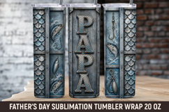 Fishing Papa Tumbler Wrap, Fathers day tumbler, dad tumbler Product Image 1