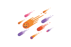 Colorful smiling comets soaring through the sky in a playful Product Image 1